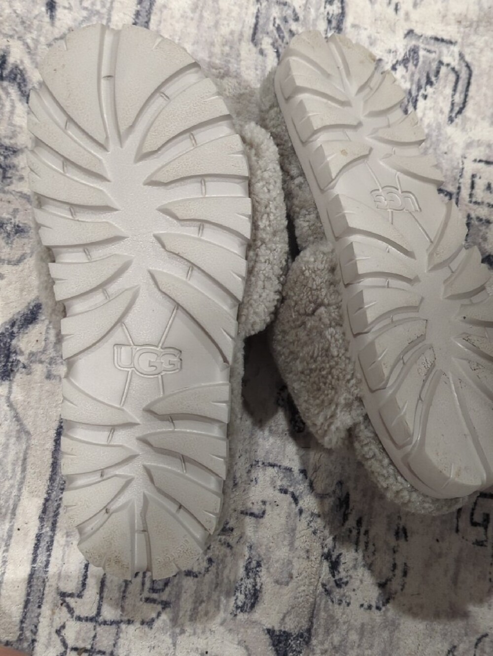 UGG Plush Shearling Slide Slippers in Light Gray - Picture 3 of 5